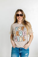 You Grow Girl on Front w/ Smiley and Flowers on Back - Unisex Tee