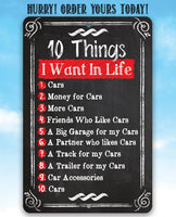 10 Things I Want - Metal Sign