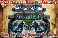 wolf and Moon headlight decal
