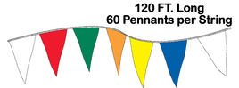 Economy Pennant String - 12 x 18 Triangle - 120 ft Long