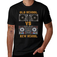 Old School DJ VS New School DJ Gifts For Men Equipment Table  Stretchy T-Shirt