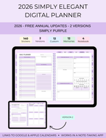 2026 Simply Elegant Digital Planner in Purple