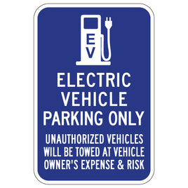 Electric Vehicle Parking Tow Away Sign - 12x18