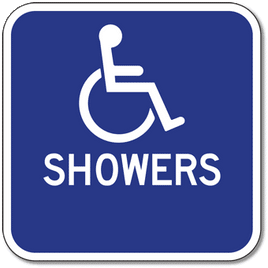 Aluminum Accessible Symbol Showers Sign - With or Without Arrows - 12x12