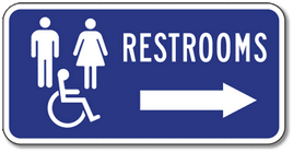 Aluminum Accessible Unisex Restroom Direction Sign - With or Without Arrows - 12x6