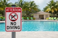 Attention No Diving Sign - 12x18