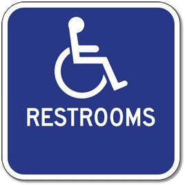 Aluminum Accessible Symbol Restrooms Sign - No Arrows - 12x12