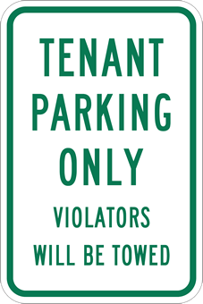 Tenant Parking Only Violators Towed Sign - 12x18