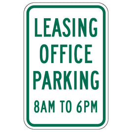 Leasing Office Parking Hours Sign - 12x18