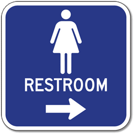 Aluminum Women's Restrooms Sign with Right Arrow - 12x12