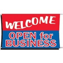 Heavy-Duty Scrim Catch All Banner (Welcome Open For Business) (3' x 5')