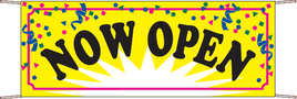 Printed Confetti Banners (Now Open) (3' x 8')