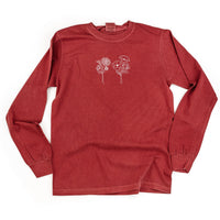 Embroidered LONG SLEEVE Comfort Colors Tee - 2 Birth Flower w/ White Thread (center)