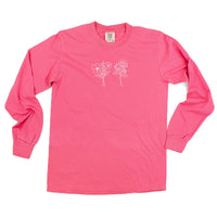 Embroidered LONG SLEEVE Comfort Colors Tee - 2 Birth Flower w/ White Thread (center)