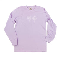 Embroidered LONG SLEEVE Comfort Colors Tee - 2 Birth Flower w/ White Thread (center)