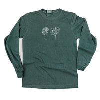 Embroidered LONG SLEEVE Comfort Colors Tee - 2 Birth Flower w/ White Thread (center)