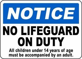 Notice No Lifeguard On Duty Sign