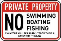 No Swimming Boating Fishing Sign