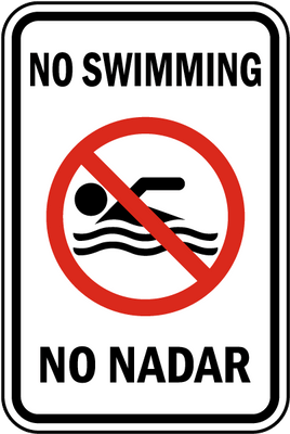 No Swimming Sign w/ symbol