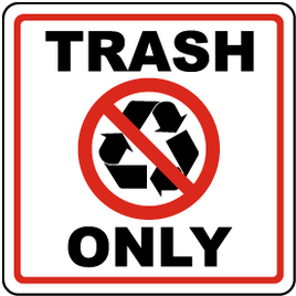 Trash Only Signs with symbol
