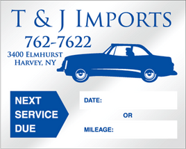 Oil Change Stickers - 385 - Panel B - Sold Individually