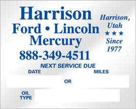 Oil Change Stickers - 385 - Panel A - Sold Individuallyy