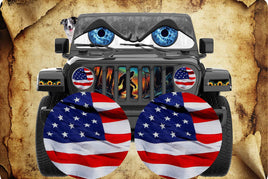 Merica round headlight decals 165