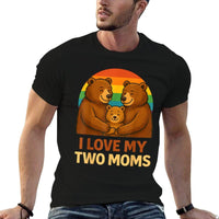 I Love My Two Moms Retro Mama Bear LGBTQ Pride Month Kids  Stretchy T-Shirt