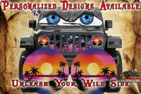 Beach sun round headlight decals 36