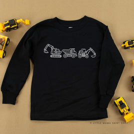 3 In a Row - Construction Trucks - Child Long Sleeve Tee