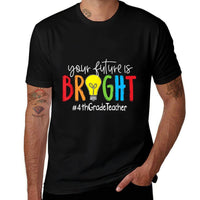 Your Future Is Bright 4th Grade Teacher Men Women Girls Kids  Heathered Texture T-Shirt