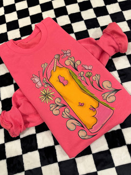 Pink Cowgirl Floral Chaps Crewneck