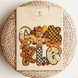 Faux Yarn Gobble Thanksgiving Comfort Colors T-Shirt