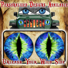 Blue green round headlight decals 54