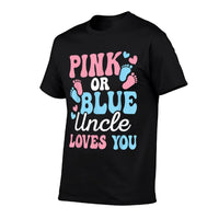 Pink Or Blue Uncle Loves You Funny Gender Reveal Men  Ribbed Collar T-Shirt