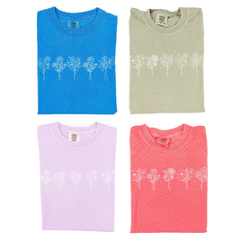 Embroidered Comfort Colors Tee - 5 Birth Flower w/ White Thread (center)
