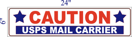 US MAIL MAGNETIC SIGN FOR RURAL CARRIER CAUTION FREQUENT STOPS 24X6" STARS