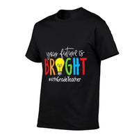Your Future Is Bright 4th Grade Teacher Men Women Girls Kids  Heathered Texture T-Shirt