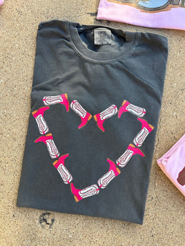 Pink Boot Love valentines graphic tee - Comfort Colors