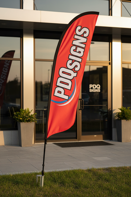 8' "Street Talker" Complete Feather Kit (One Sided) CUSTOM with PDQ SIGNS display with background image