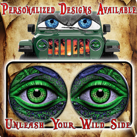 Real eye green headlight decals 86