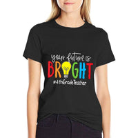 Your Future Is Bright 4th Grade Teacher Men Women Girls Kids  Heathered Texture T-Shirt