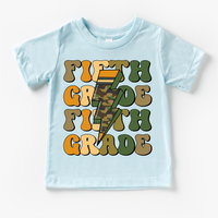 Fifth Grade Camo Lighting Bolt Shirt - Back To School Tee