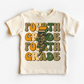Fourth Grade Camo Lighting Bolt Shirt - Back To School Tee
