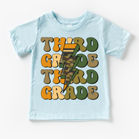 Third Grade Camo Lighting Bolt Shirt - Back To School Tee