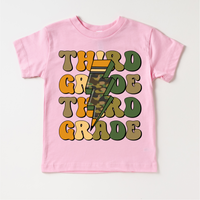 Third Grade Camo Lighting Bolt Shirt - Back To School Tee
