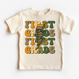 First Grade Camo Lighting Bolt Shirt - Back To School Tee