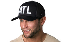 Atlanta White Block Trucker Hat  |  Black White ATL Block Snapback