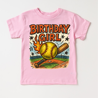 Girls Softball Birthday Shirt - Girls Birthday Tee