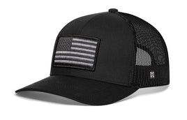 American Flag Trucker Hat  |  Black USA Tactical Snapback